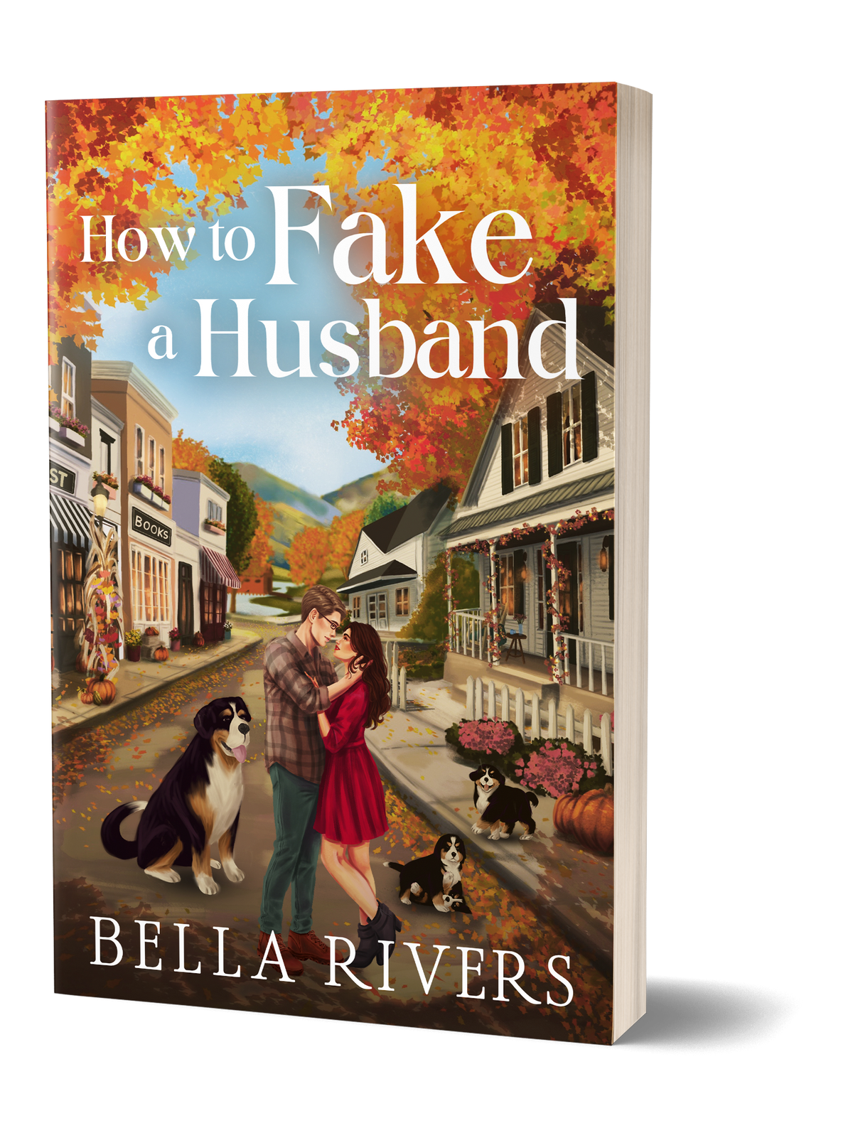 How to Fake a Husband by Bella Rivers illustrated signed paperback cover, Emerald Creek Book 5