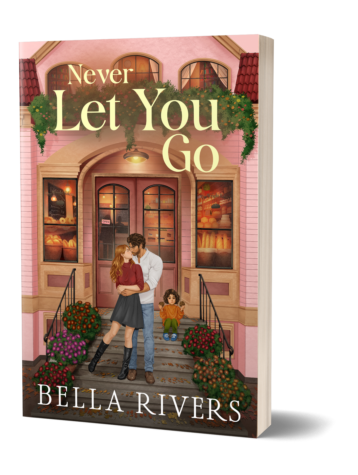 Never Let You Go by Bella Rivers illustrated signed paperback cover, Emerald Creek Book 1
