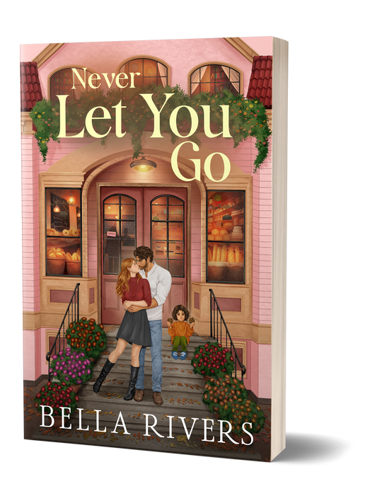 Never Let You Go by Bella Rivers illustrated signed paperback cover, Emerald Creek Book 1